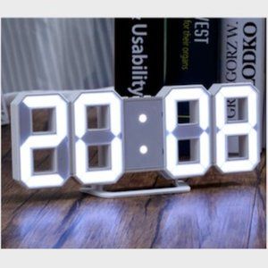 Modern 3D Digital LED 'Wall/Desk' Clock 'White' (BRAND NEW in BOX)